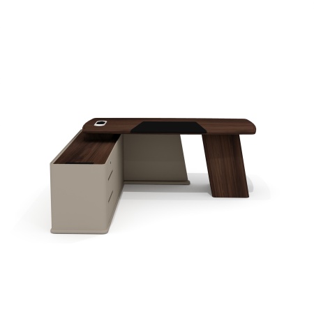 AS-20.1L Стол руководителя с опорной тумбой Астон дуб Верде / серый кварц / мокко